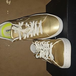 Gold Converse Leather Sneakers